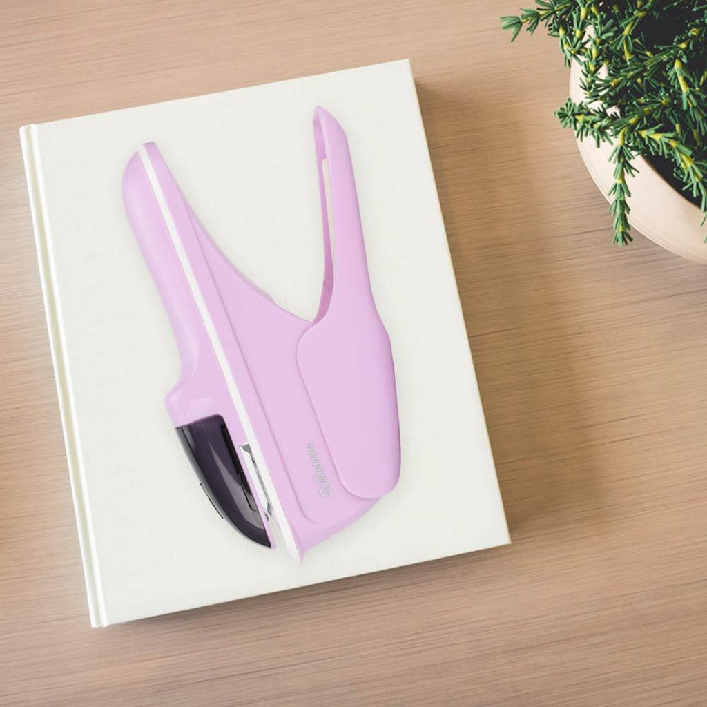 ABS No Staple Stapling Machine Book Paper StaplE Free Stapler Binding Hand Tool(Purple)