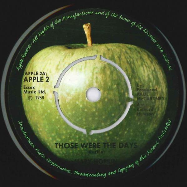 

7-дюймовая пластинка MARY HOPKIN Those Were The Days Turn Turn Tur APPLE2 Apple Records UK Поп Б/у