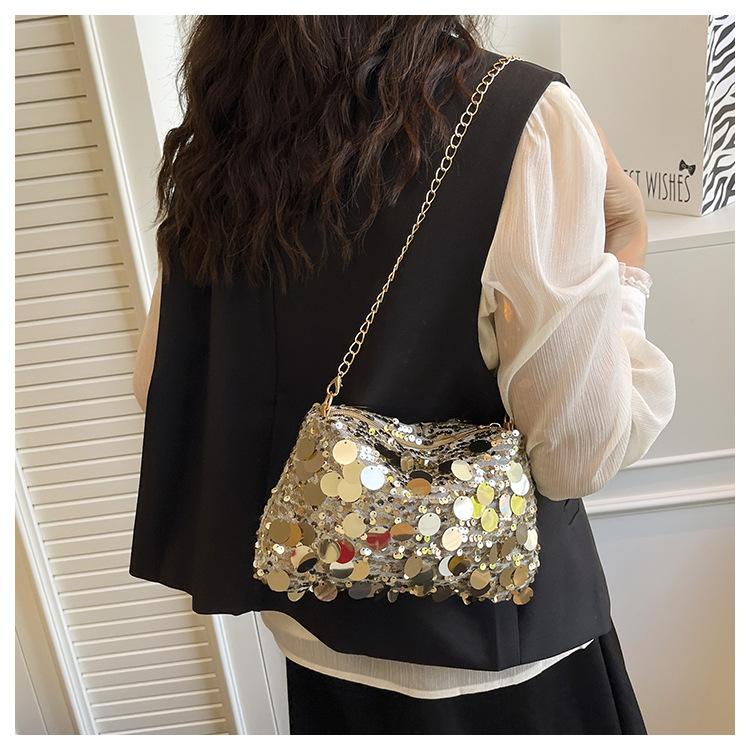 Handbag Xiaoxiangfeng sequined women's bag new dinner bag  trendy fashion shoulder messenger bag