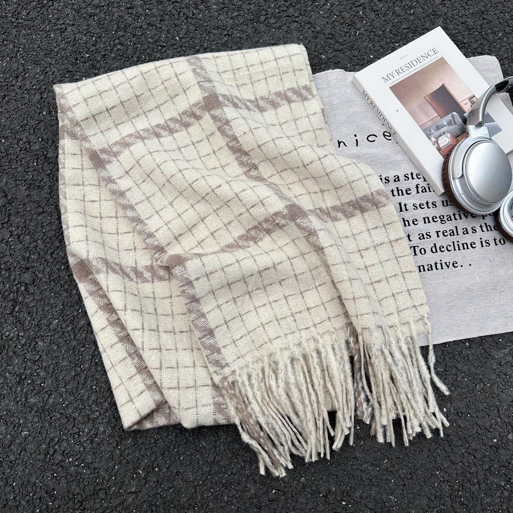 Autumn Winter Women Preppy Knitted Scarf Lady Men Casual Plaid Tassel Soft Warm Scarve Wrap Shawl Femme Male Unisex Fashion New