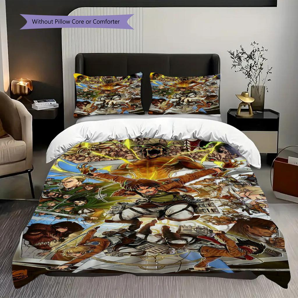 Attack Titan Comforter Set Threepiece Set 1 Duvet Cover 2 Pillowcase Without Core Duvet Cover And Pillowcase Soft And Comfortable