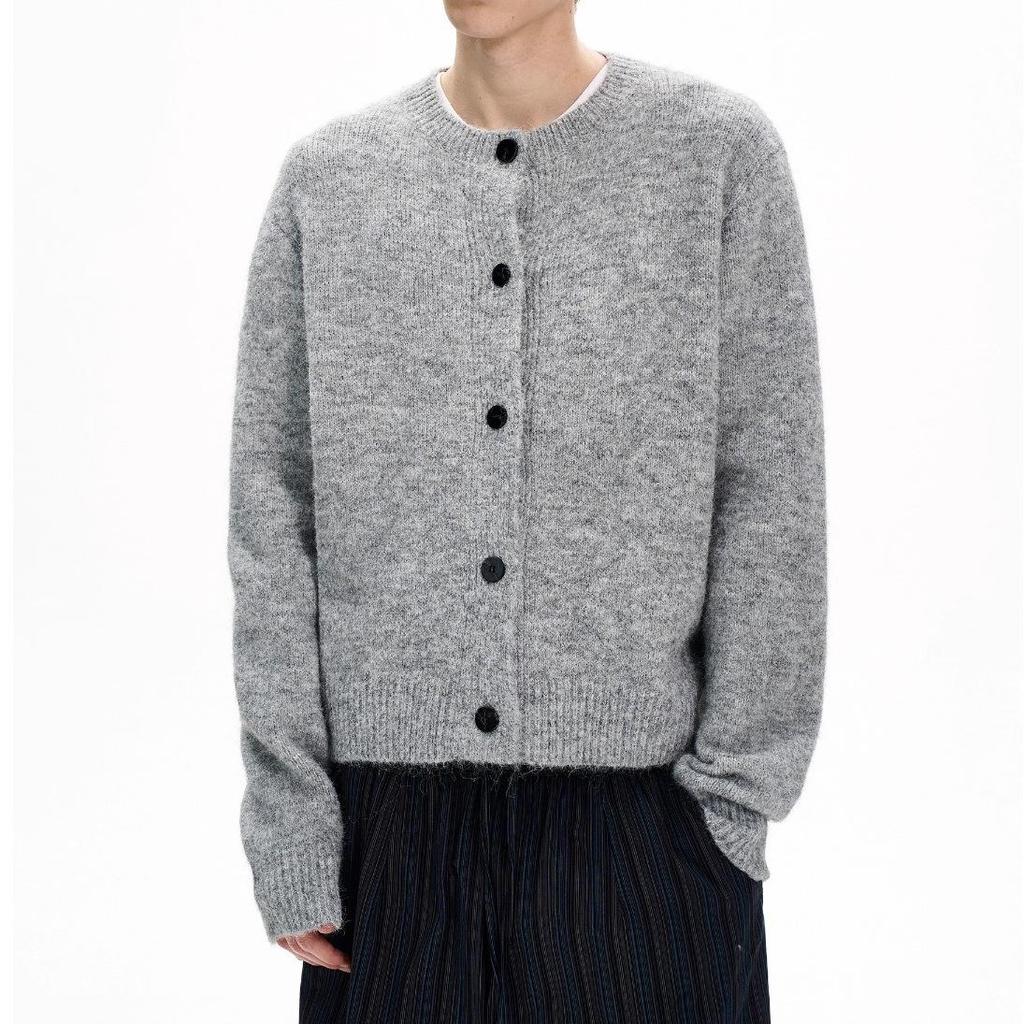 Cardigan Tricot Blanc Doux et Moelleux pour Homme - Style Coréen, Confortable et Chaud, Col Rond, Coupe Ample