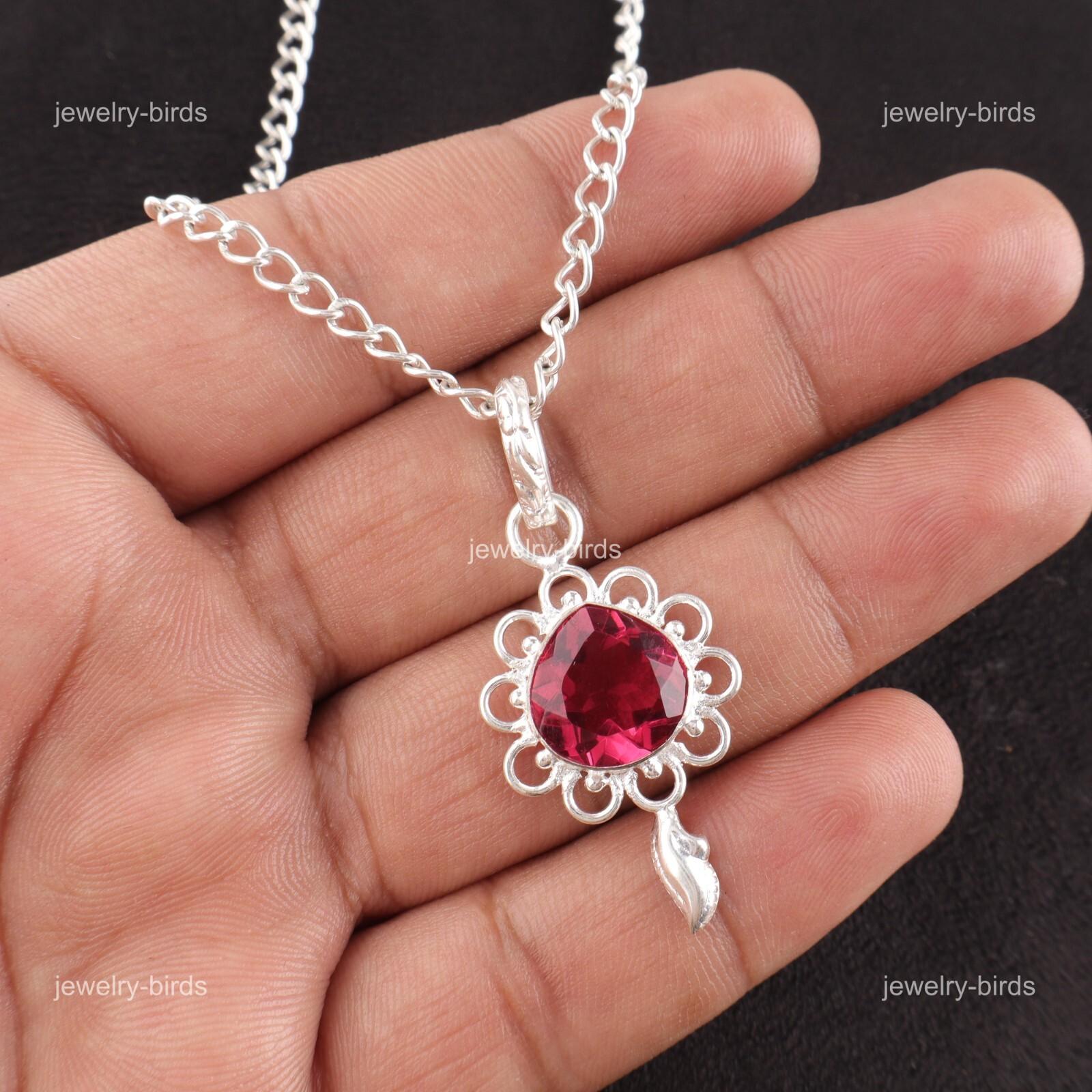 

Камень Розовый Турмалин Серебро 925 пробы Подарок на годовщину День рождения Новый кулон PP-4-18