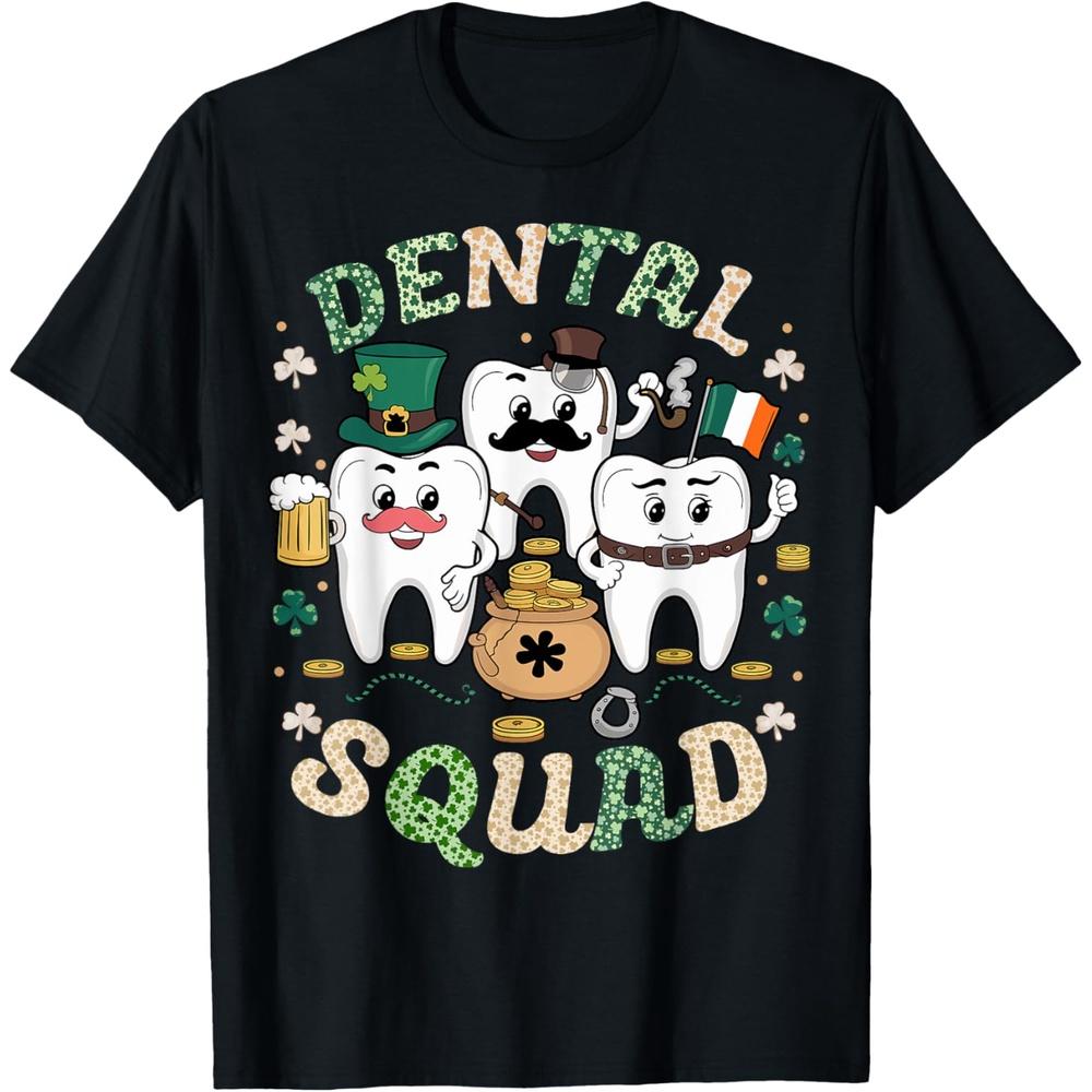 St Patrick Day Dental Squad Saint Paddys Teeth Irish Dentist Cotton Men T Shirt