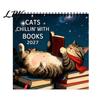 Decorative Healing Illustration Calendar 2027 Reading Cat Wall Calendar, 7.87 x Inch Monthly Hanging Planner Thick Paper with Thickened And