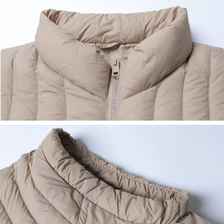 Women's 90 White Duck Down Collar Simple Fashion Thin Short Section Autumn and Winter Down Waistcoat