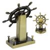 1PCS Glossy Ship Wheel Statue Retro Style Boat Steering Model Nautical Rudder Ornament  Homes