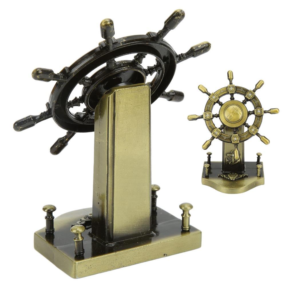 1PCS Glossy Ship Wheel Statue Retro Style Boat Steering Model Nautical Rudder Ornament Homes