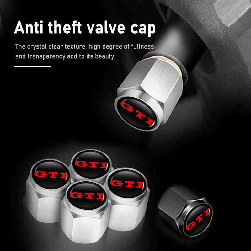 For Volkswagen VW 5pcs Car Tire Theftproof Wheel Air Valve Caps Tyre Stem Cover GTI Tiguan Passat B5 B6 B7 CC Jetta MK5 MK6 Polo CWW1