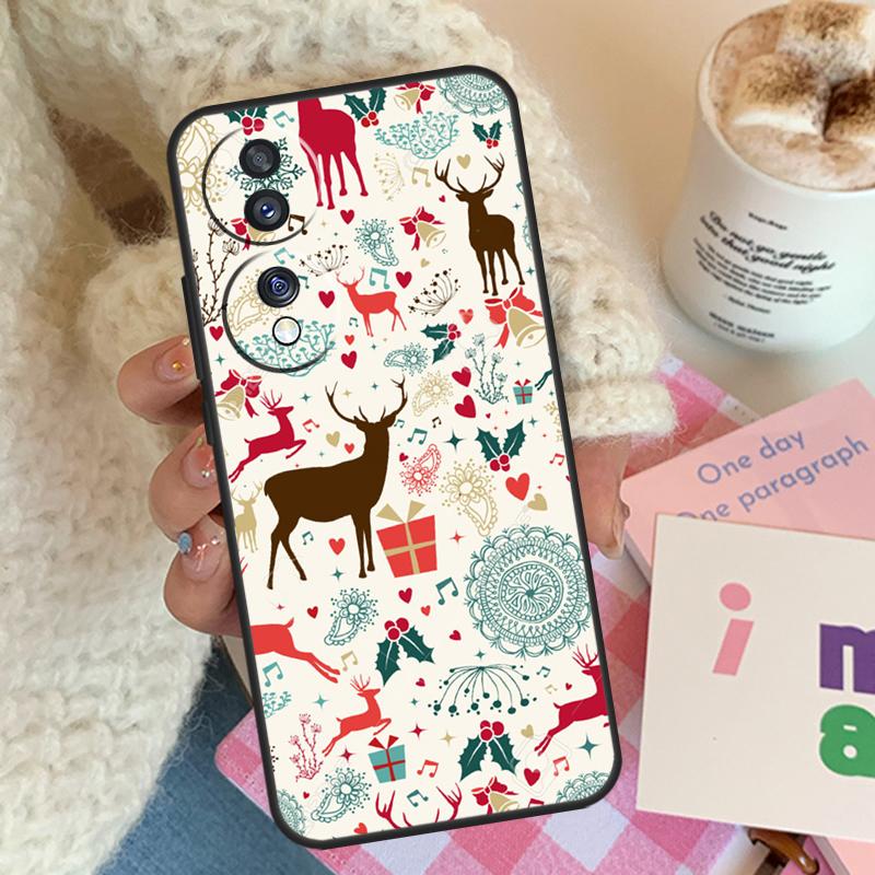 

Christmas Santas seamless Deer Case For Honor 90 Lite 70 50 Magic 5 Pro 9X 8X Cover For Honor X8a X9a X7a X6a X7 X8 X9 X9b Honor X8 4G