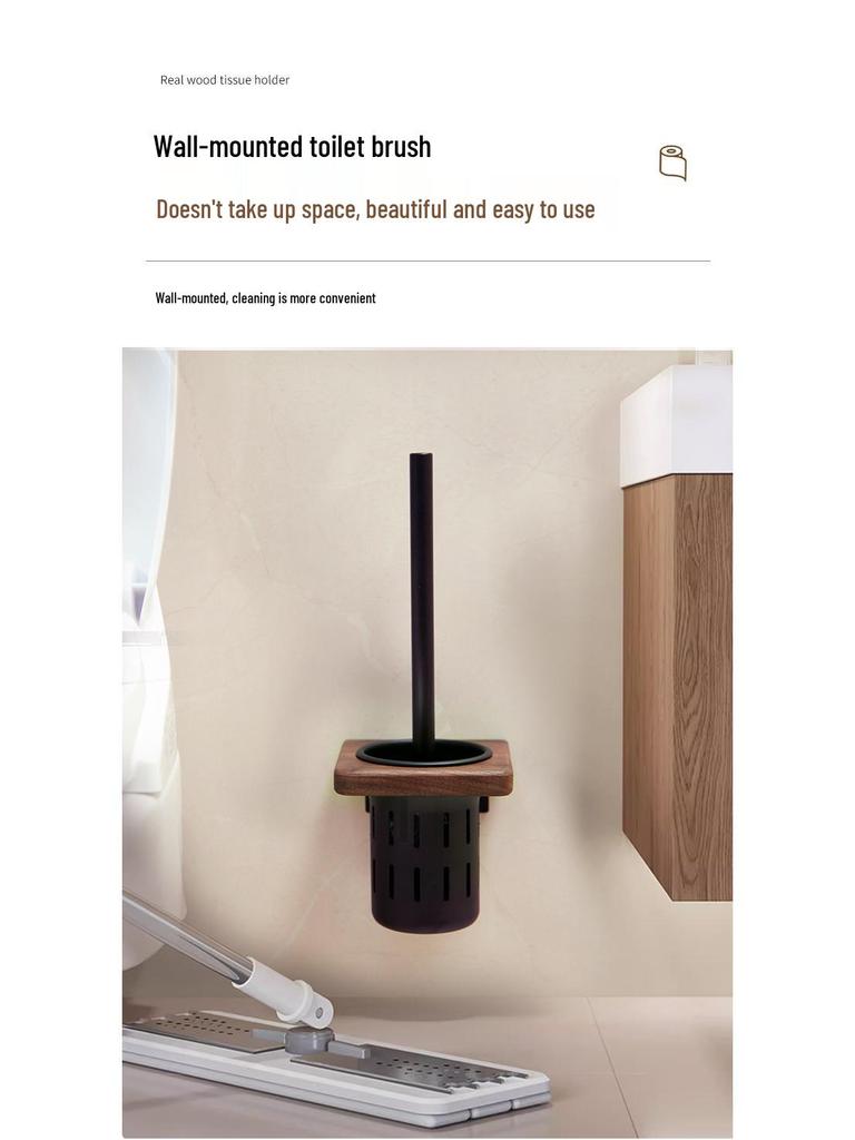 Zestaw ścienny z orzecha włoskiego do czyszczenia toalety - Czyszczenie bez martwych kątów