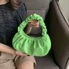 Square Pleated Handbag Phone Bag PU Leather Underarm Bag Luxury Cloud Bag  Girl