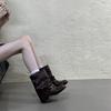 Coarse Heel Brown Maillard Pile Martin Boots Women's Shoes New Spring and Autumn Single Boots Skinny with Skirt Short Boots