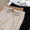 Ice Silk Pendant Wide Leg Pants Women's Spring and Summer Nine Points Straight Pants High Waist Slim Casual Pants Girls Loose Cool Pants