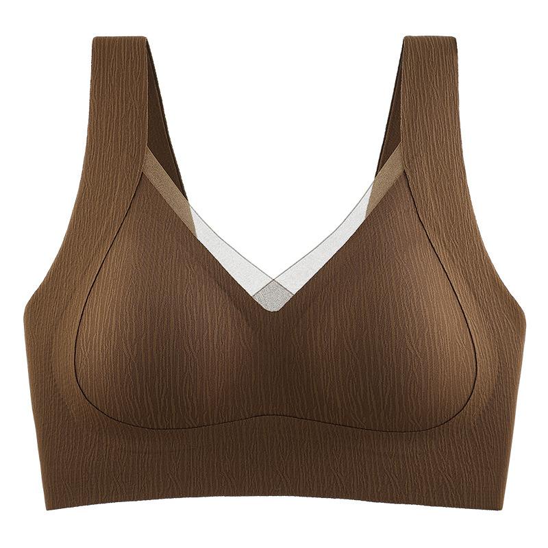 Warm muscle velvet anti-gravity lifting mesh seamless underwear women s seamless fixed cup vest bra cover - M(recommended 42.5-50kg ) коричневый