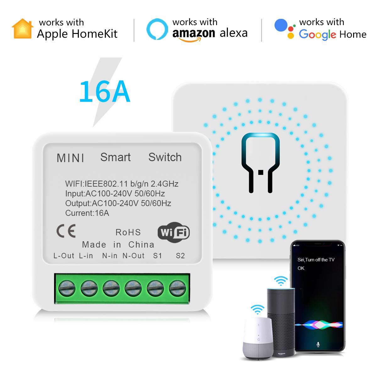 

Apple Homekit Mini Smart WiFi переключатель релейный выключатель модуль 16A голосовое управление Siri работает с Alexa Google Home DIY модуль автоматизации