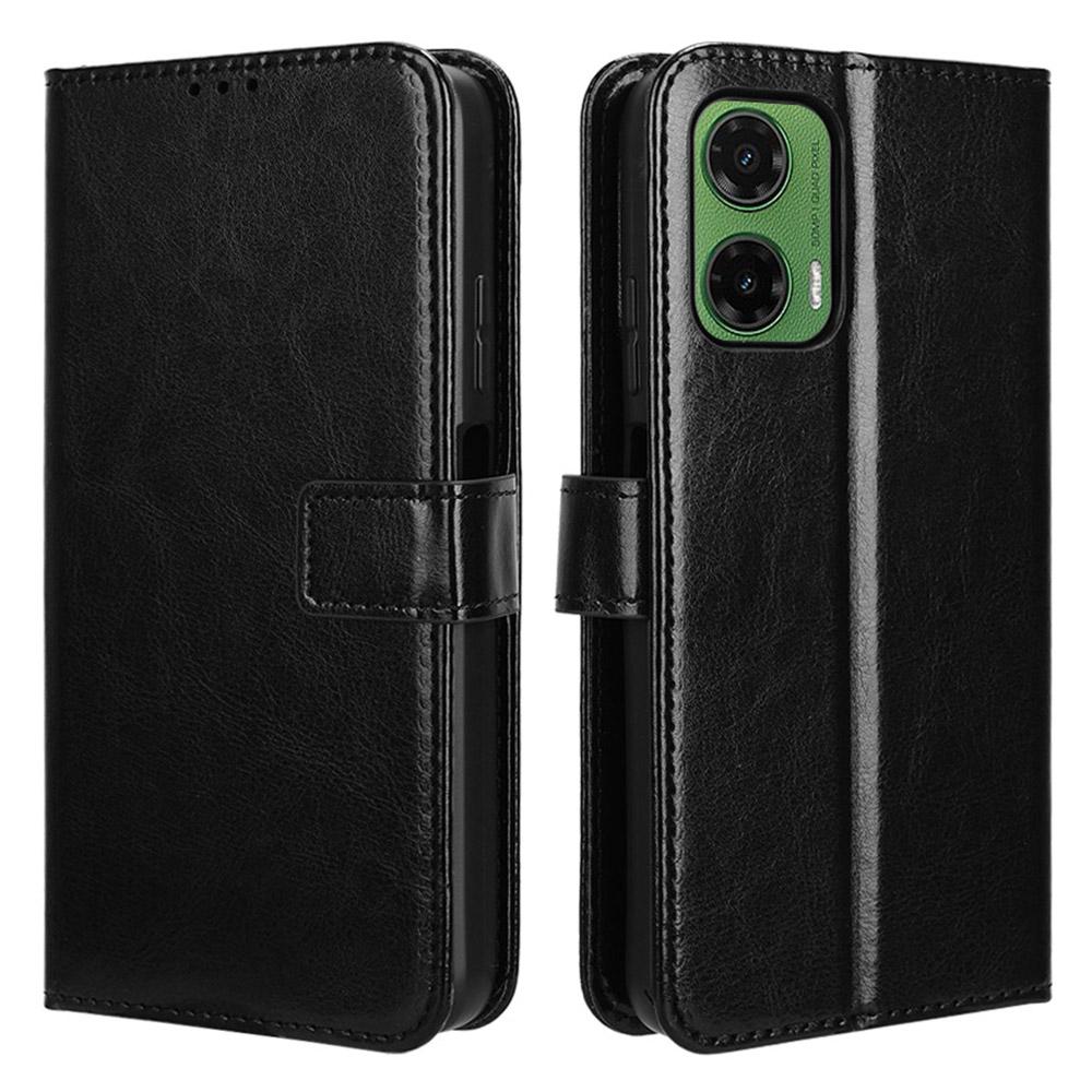 For Motorola Moto G35 5G Case Crazy Horse Texture PU Leather Phone Wallet Cover