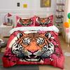 Tiger Surrounded By Pink Flowers Print Soft Comfortable Duvet Cover Bedding Set Included 1*Duvet Cover  2*Pillowcases