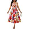 Women Sleeveless Floral Print Midi Dress Vibrant Colors