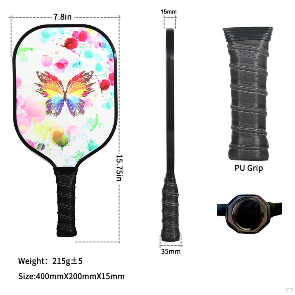 Set with 4 Pickleball Balls, 2 Paddles Comfort Grip And Portable Storage Bag for Adults