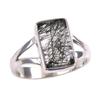 Natural Black Rutile Gemstone 925 Solid Sterling Silver Jewelry Ring S.5.5 z0F28