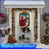 Festive Christmas Santa Claus Door Banner 71x35in Decorative Polyester Holiday Door Cover for Home Holiday Decor