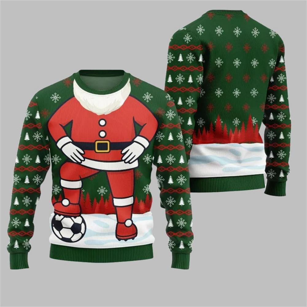 Christmas Element Pattern Men's Sweatshirt Santa Claus 3D Print Pullover Autumn Women Crew Neck Hoodie Long Sleeve Kids Tops