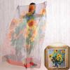 Seide Impressionist Claude Monet Sonnenblumen Chiffonseide Großes Meisterwerk Stola Geschenk [Anemos] 100%