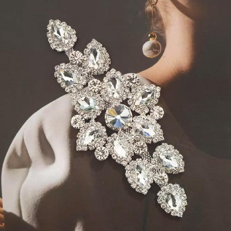 1Pc Crystal Ab Sew On Rhinestones Applique Gold / Silver Bottom Flatback Clear Sewing For Wedding Hat Bag