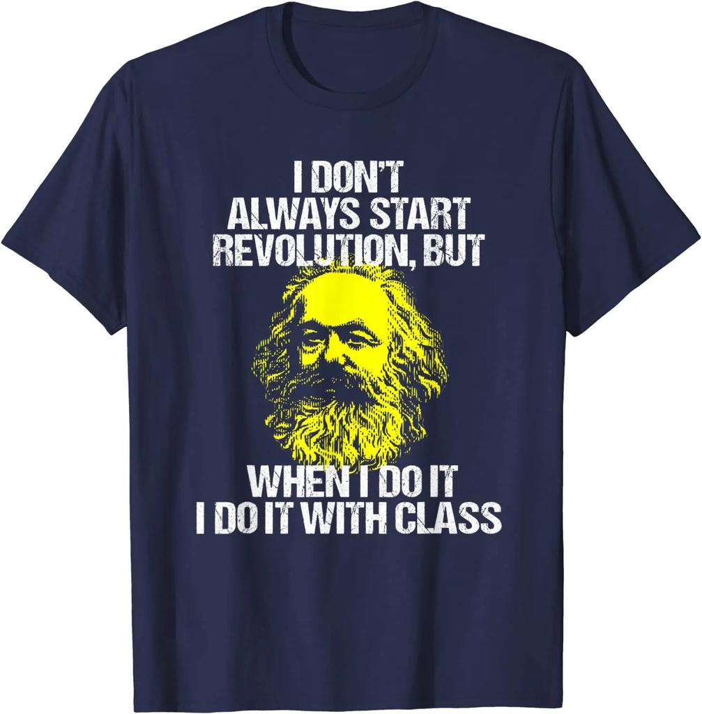 Lustiges Karl Marx Klassenkampf Sozialistischer Marxismus Unisex T-Shirt Kurzarm Lässig 100% Baumwolle Sommerhemden