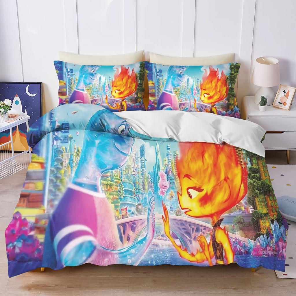 Elemental Printed Bedroom Bedding Set Duvet Cover Christmas Gifts Comforte Cartoon With Pillowcase