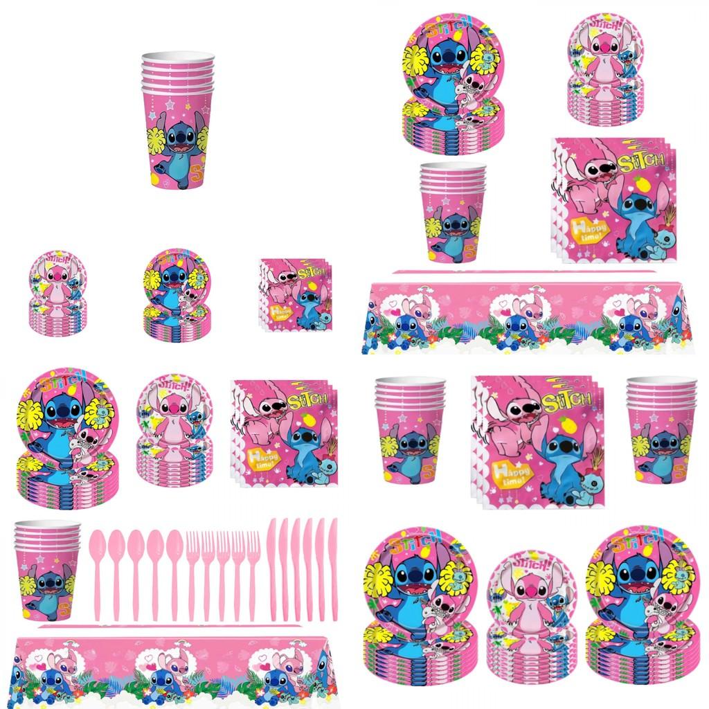 Lilo Stitch Party Supplies Set With Paper Plates Cups Napkins Tablecloth For Kids Birthday Decor