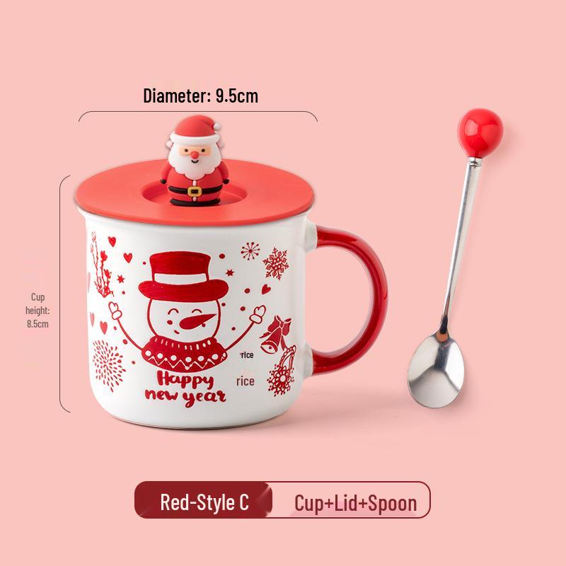 Personalized Christmas Ceramic Mug with Lid and Spoon - Creative Cartoon Design, Perfect for Halloween Gifts