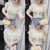 Summer Fashion Lace Ruffle Sleeveless Blouse With 3d Pattern For Casual Women