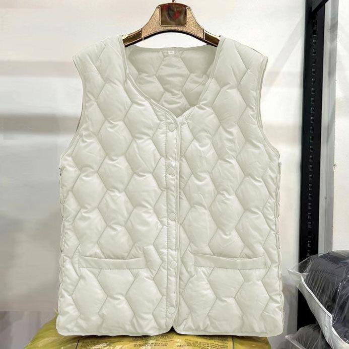 Women's Vest Down Cotton Vest Women's Large Size Winter Warm Vest Thickened Vest Short Vest Jacket Back Elastic Waist