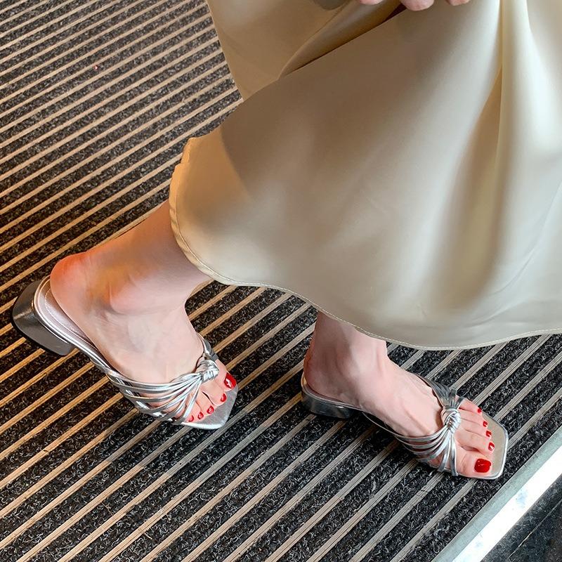 

Римские сандалии Сандалии Тапочки Туфли на толстом каблуке Женские туфли 45 серебряный