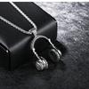 Rock Music Earphone Pendant Couple Necklace Titanium Steel Jewelry