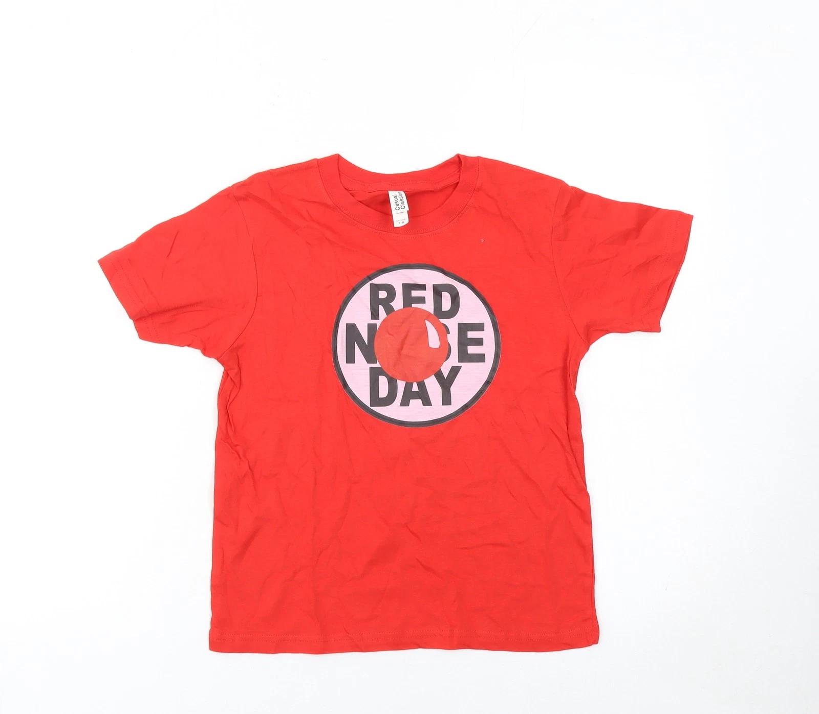 

Casual Classics Boys Red Graphic Red Nose Day T-Shirt 7-8 Years Cotton 160