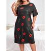 Vestido de Mujer, Camisón de Verano Hecho de Seda de Leche con Mangas Cortas, Talla Grande Ropa de Casa