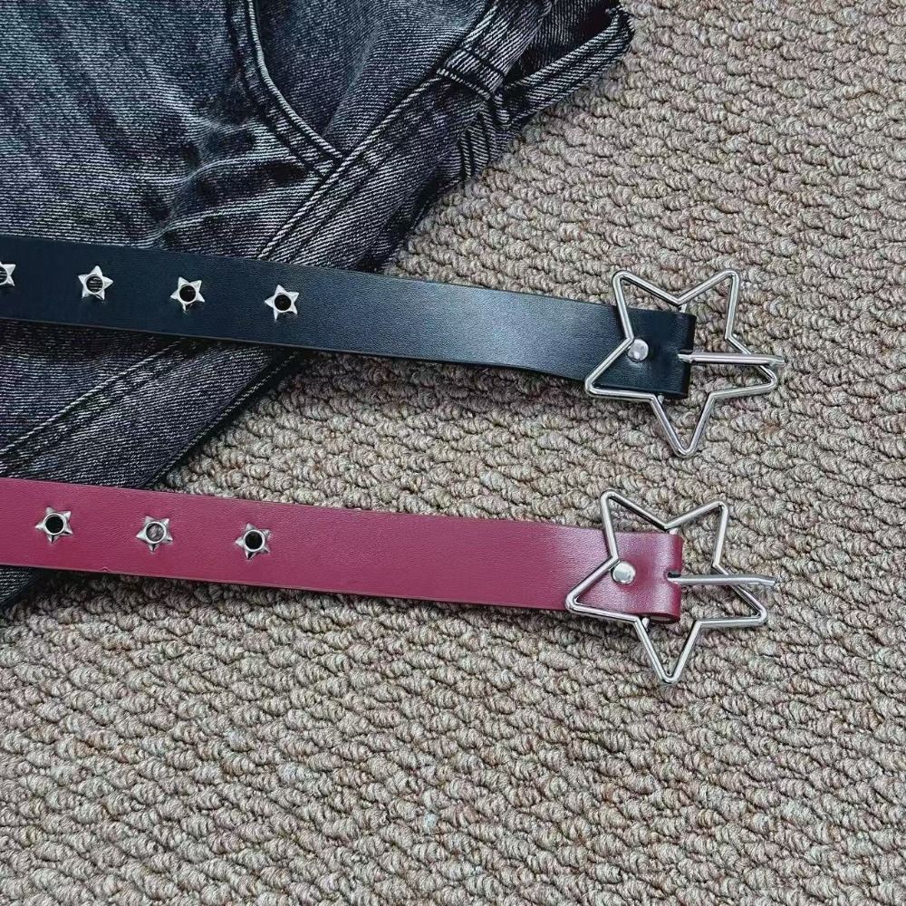 PU Leather Star Rivet Belt Gothic Men Belt Fashion Y2K Belt  Unisex