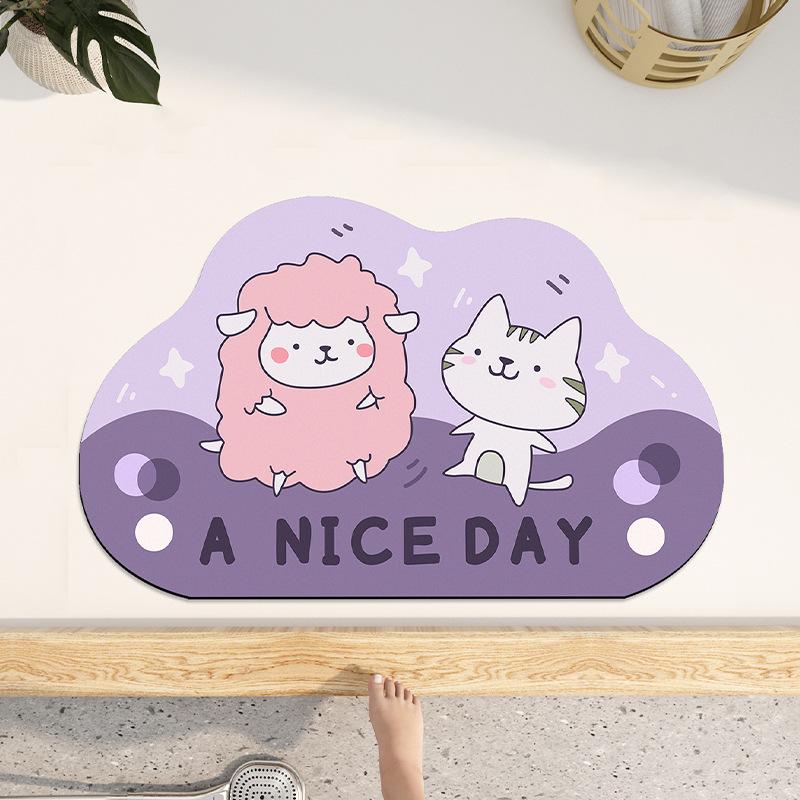 Panda Cartoon Rutschfeste Saugfähige Kieselgur Badezimmer Türvorlegematte