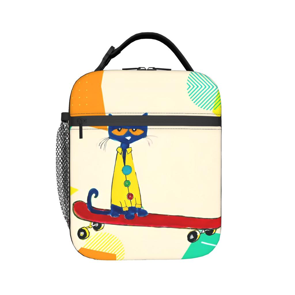 Pete the Cat  Skateboarding Cat Insulated Lunch Bags Leakproof  Lunch Container Thermal Bag Tote Lunch Box Food Storage Bags