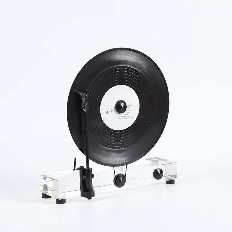 Modello Fonografo Retro Verticale Lusso Moderno Disco in Vinile Nero Ornamenti Creativi in Cristallo Decorazione Scrivania Studio Oggetti di Scena per Foto Nuovo