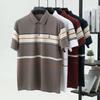 TrendHub Polo de lux cu mânecă scurtă pentru bărbați Top cu dungi Badge Design original Golf Casual Business Tricou