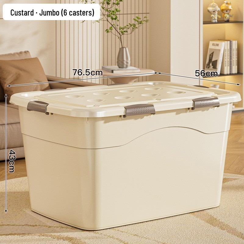 Extra Large Plastic Storage Box with Wheels for Toys, Snacks, Clothes - Thickened Container for Living Room & Bedroom