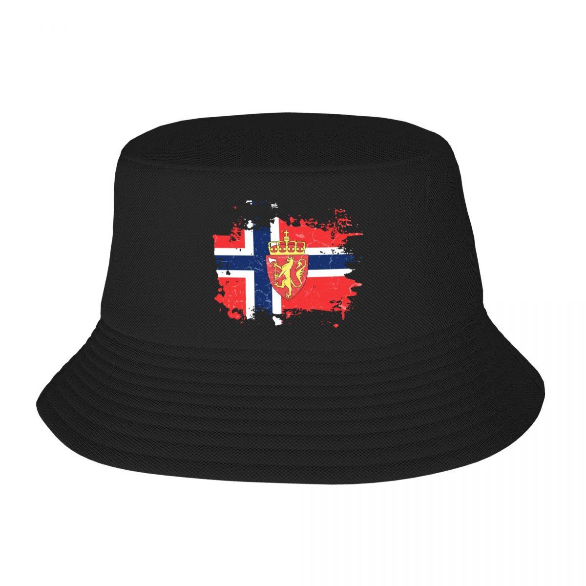 Custom Coat Of Arms Of Norway Bucket Hat Women Unisex Norwegian Flag Outdoor Sun Summer Fishing Cap