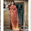 Indischer traditioneller Saree aus weicher Lichi-Seide mit Jecquard-Weberei