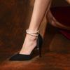 Fashion Vintage Black Pointed Toe Heels Office Lady Slim French Elegant Party Shoes Woman High Heel Pumps Comfort Dress Shoes