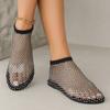Summer Large Size Women Round Toe Flat Bottom Sandals Hollow Short Boots Water Diamond Sexy Flat Bottom Fashion Banquet Slippers
