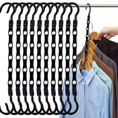 10 Pcs Space Saving Magic Hangers Sturdy Plastic Holder Heavy Clothes Organizer For Dorms Apartments Small Closet